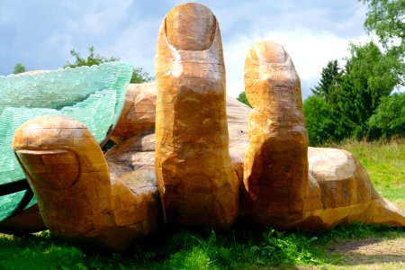 Rock Grass Wood Sculpture