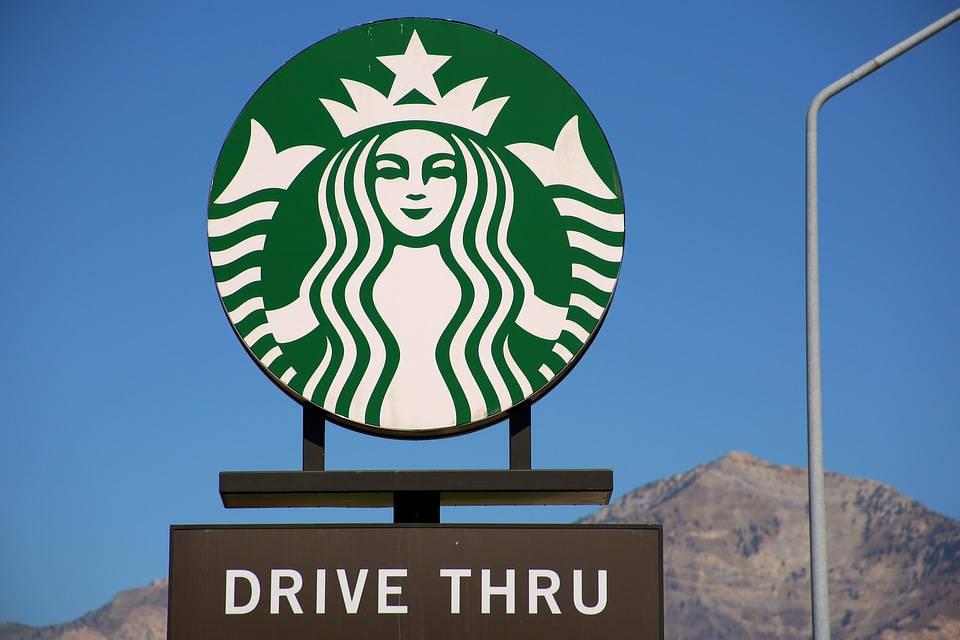 White logo drive thru