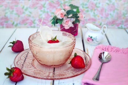 Dessert Strawberry Whipped Cream Cream photo