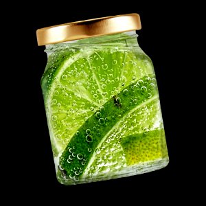 Glass Refreshment Lime Bubble