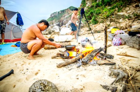 Family At Campsite On Beach photo