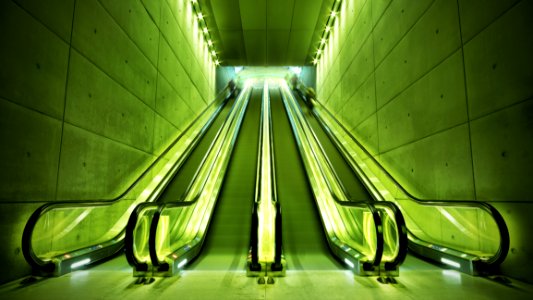 Escalators In Green Light