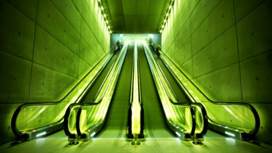 Escalators In Green Light photo