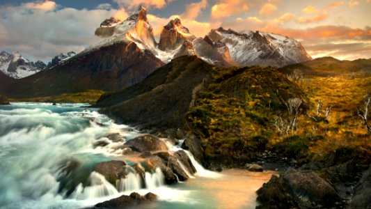 Waterfalls In Alpine Landscape photo