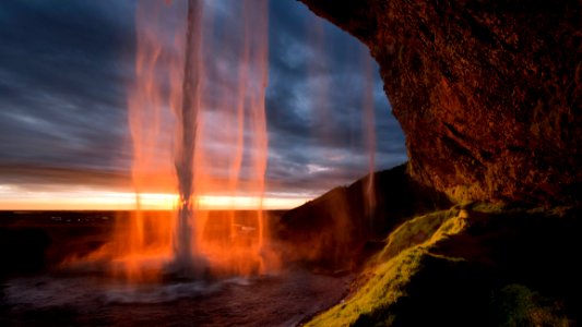 Waterfall At Sunset