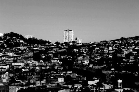Aerial View Of Town In Black And White
