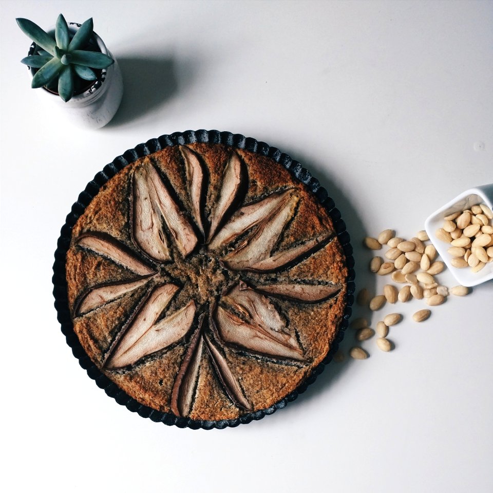 Poppy Seed Almond Cake Pears