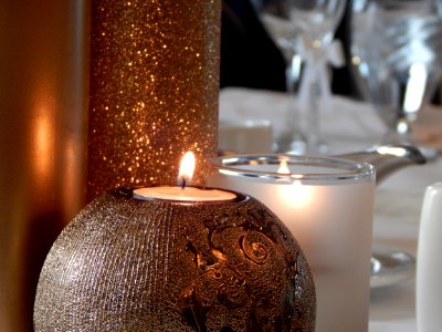 Lighting Candle Glass Decor photo