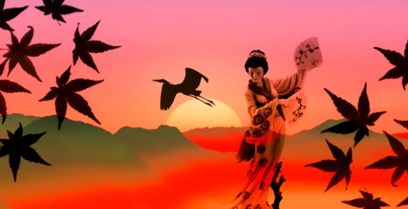 Sky Leaf Orange Silhouette