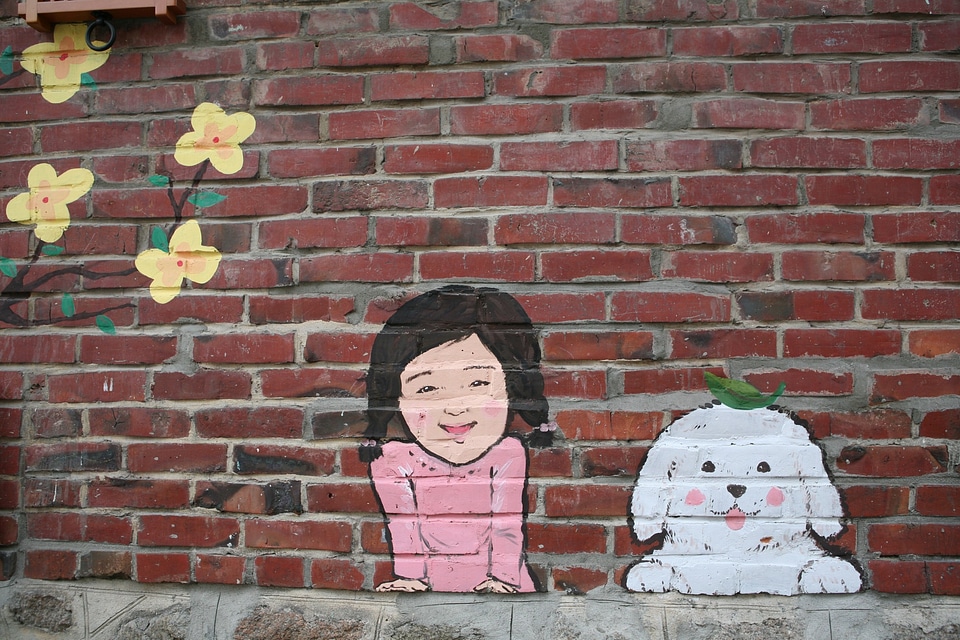 Mural figure red brick
