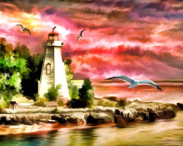 Painting Sky Lighthouse Tower