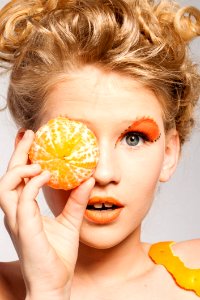 Face Beauty Orange Hairstyle photo