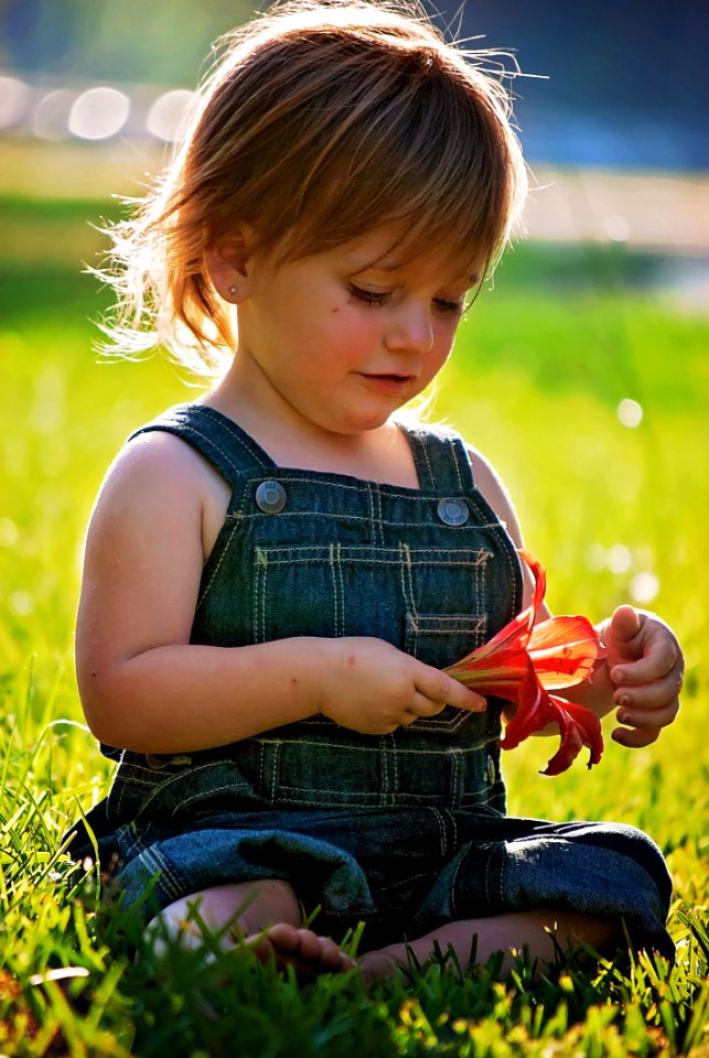 Child Skin Grass Sitting