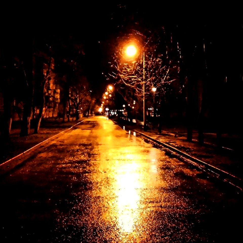Wet City Street At Night