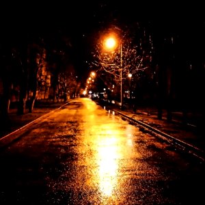 Wet City Street At Night photo