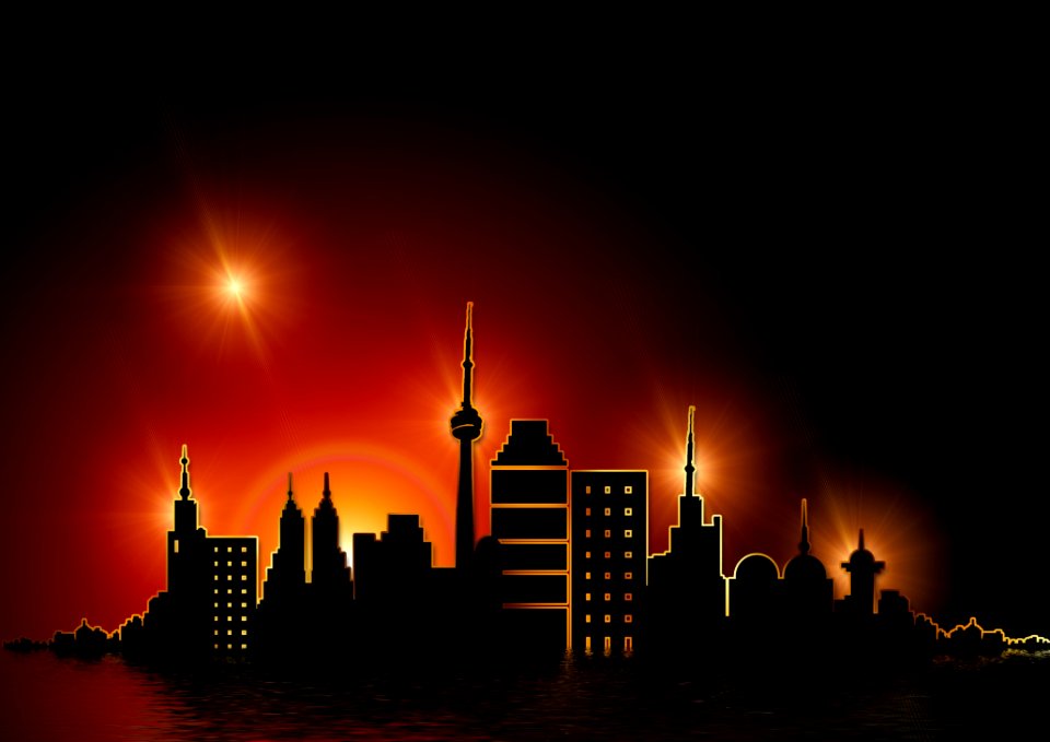 Skyline Sky Night Lighting