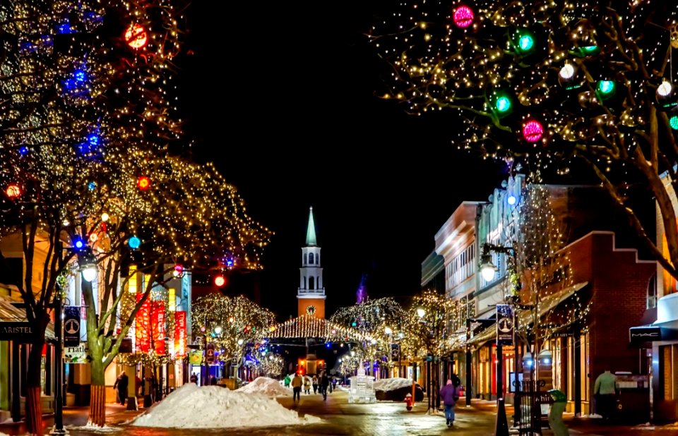Christmas Decoration Night Town Christmas Lights