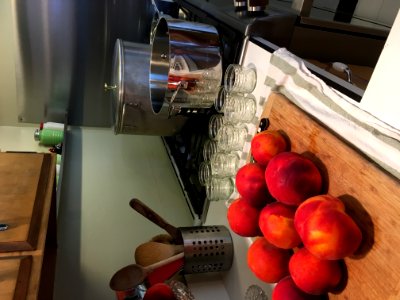 Peaches With Jam Jars And Boiling Water Bath Canner photo