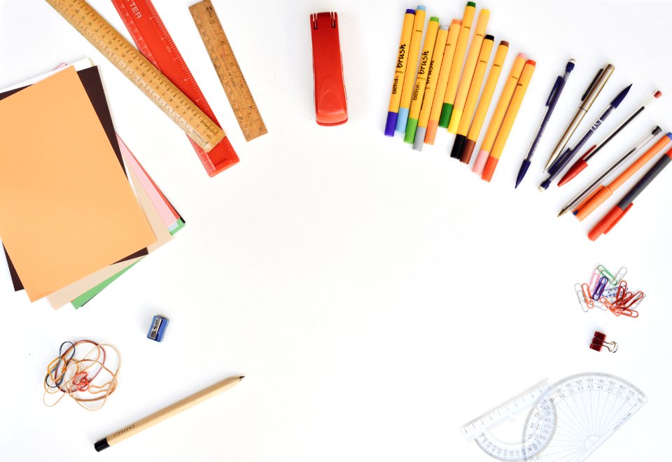 Creative Stationary On White Desk