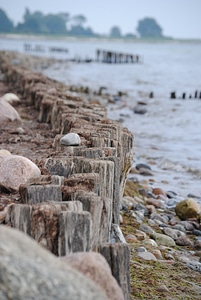 Piles sea coast photo