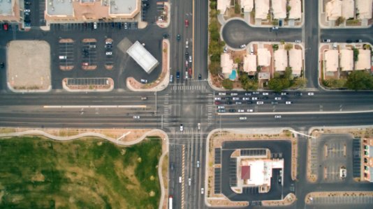 Cars In Traffic At Crossroads photo