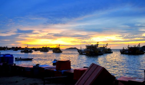 Fishing Boats At Sunset In Kota Kinabalu