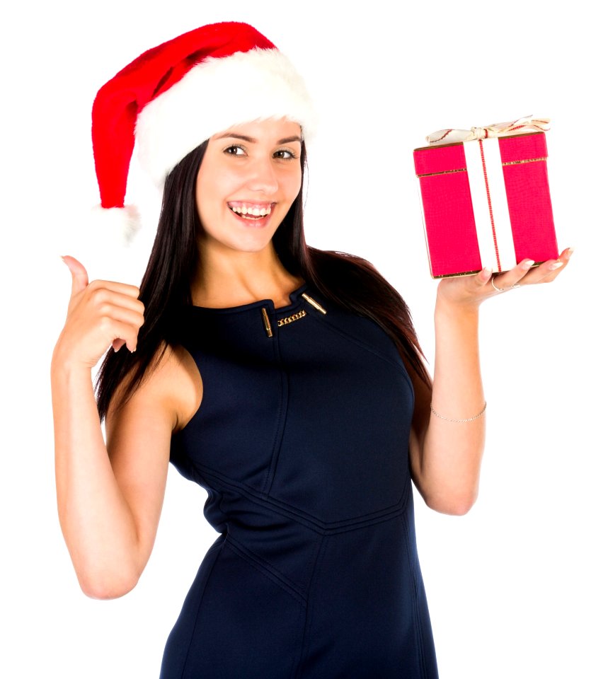 Santa Woman With A Christmas Gift