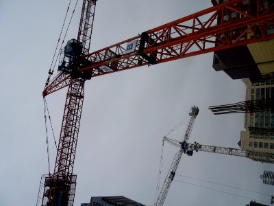A Homeless Guy Climbed This Crane At Jarvis And Dundas On 2017-08-02 To Protest Building Luxury Condos Not Affordable Homes -b photo