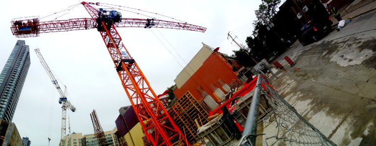 A Homeless Guy Climbed This Crane At Jarvis And Dundas On 2017-08-02 To Protest Building Luxury Condos Not Affordable Homes -g