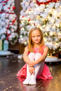 Sitting Pink Human Hair Color Girl