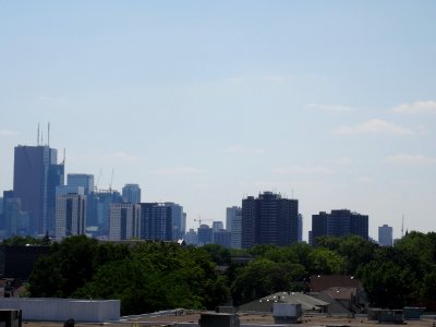 Details Of Distant Downtown Toronto From The Pape Footbridge Over The Railway Tracks 2016 06 1 (3)