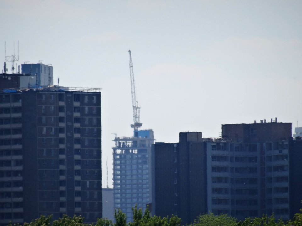 Details Of Distant Downtown Toronto From The Pape Footbridge Over The Railway Tracks 2016 06 1 (19)
