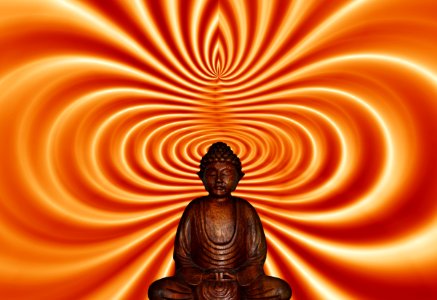 Orange Gautama Buddha Meditation Computer Wallpaper