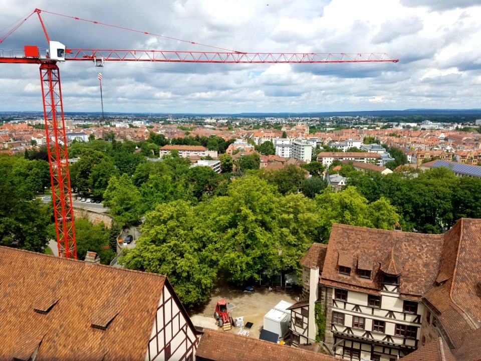 Small Crane Over City