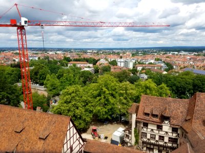 Small Crane Over City