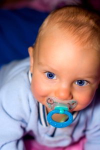 Child Face Blue Infant photo