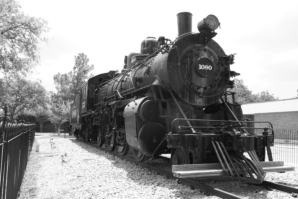 Black white railway transportation