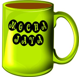 Mug Green Yellow Text