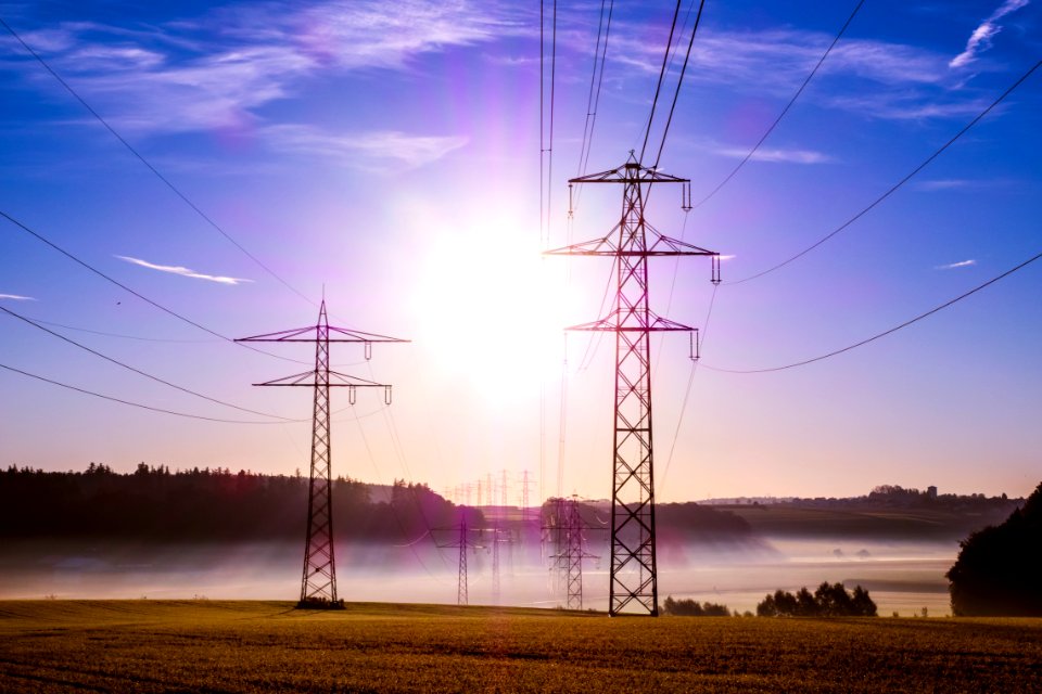 Overhead Power Line Sky Electricity Transmission Tower
