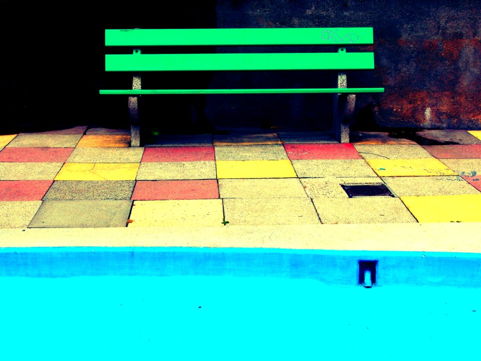 Green Bench And Pool