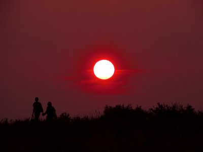 2 Person Walking Hand In Hand During Sunset