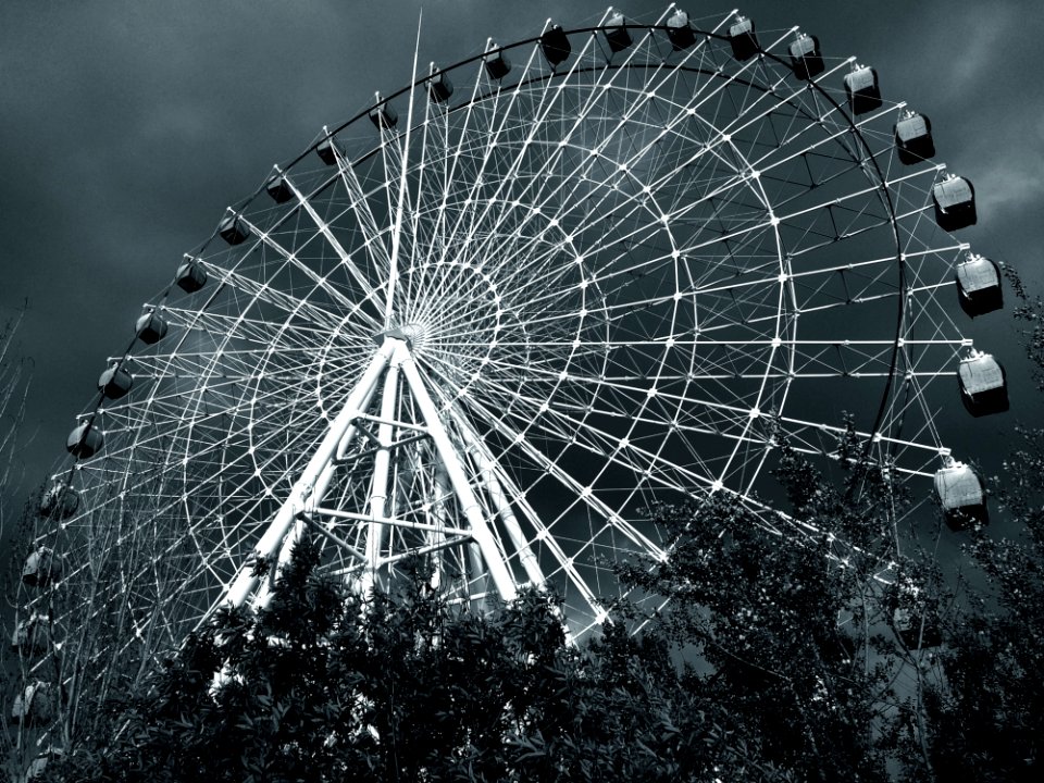 Ferris Wheel In Black And White