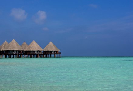 Bungelows On Stilts Over Clear Waters Of Maldives