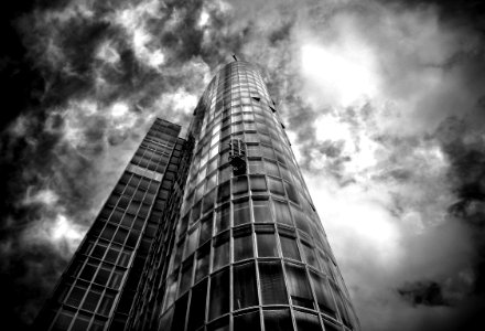 Skyscraper Of Glass And Steel In Black And White photo
