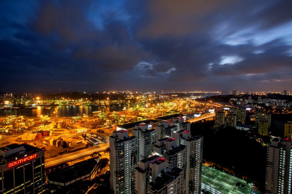 Aerial View Of City At Night