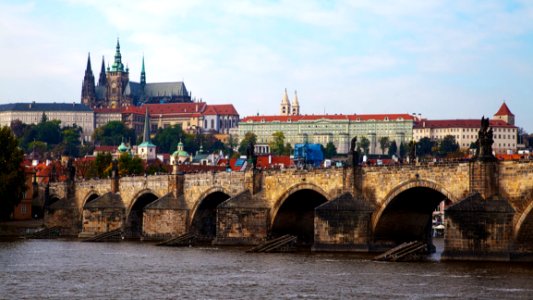 Castle And Bridge In Prague photo