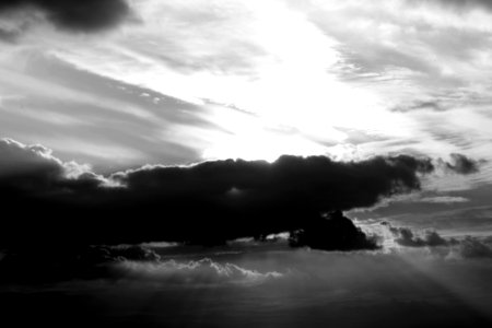 Cloudy Sky In Black And White photo