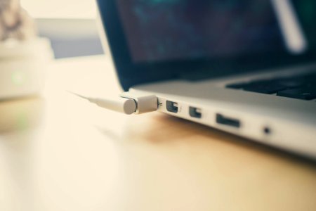 Cable Plugged Into Laptop