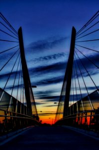 Sunset Over Suspension Bridge photo