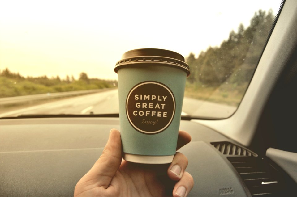 Disposable Coffee Cup In Car